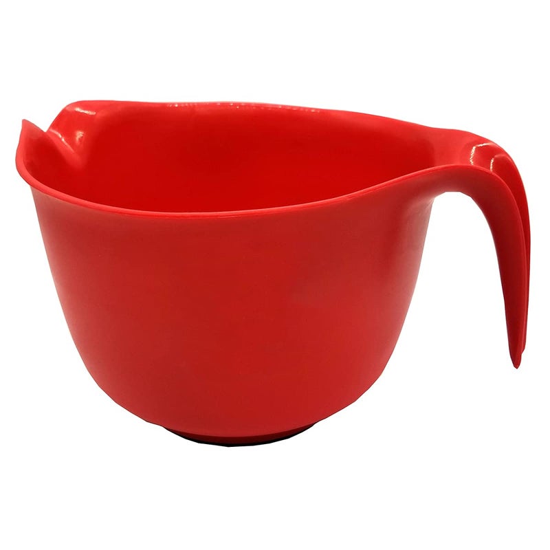 Glad Mixing Bowl with Handle â€“ 3 Quart | Heavy Duty Plastic with Pour Spout and Non-Slip Base | Dishwasher Safe Kitchen Supplies for Cooking and Baking, Red - Image 1